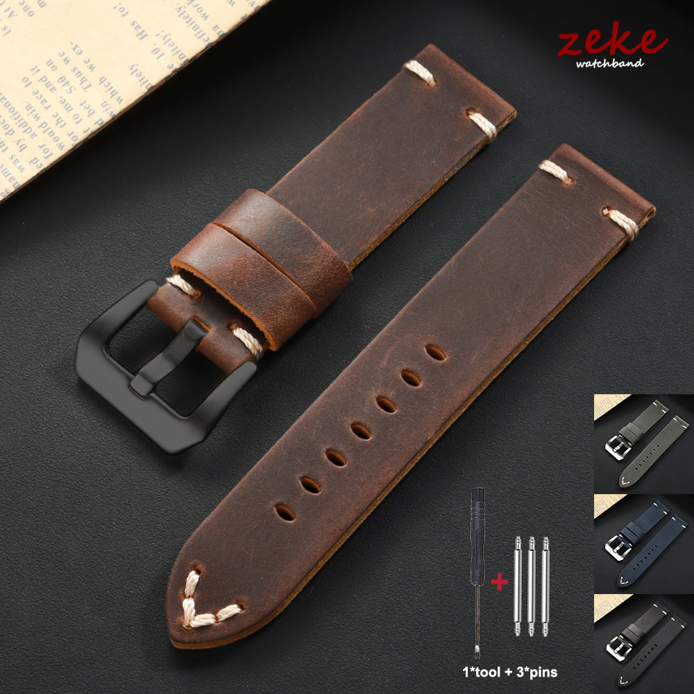 Rubber Strap Diver - Handmade Stitching Cowhide Watch Strap Vintage