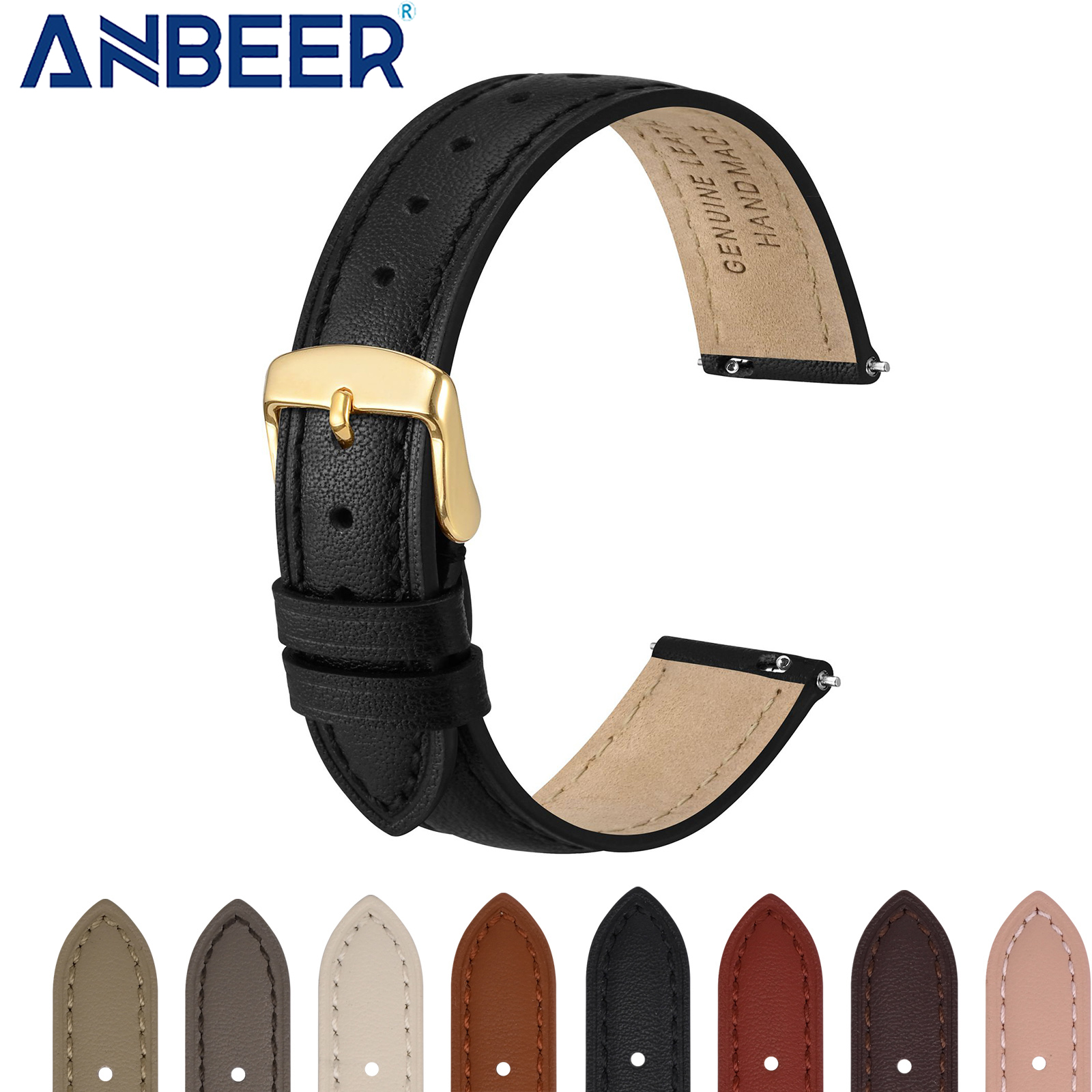 Leather Strap Quick Release - ANBEER Calfskin Watch Strap Women's Watches