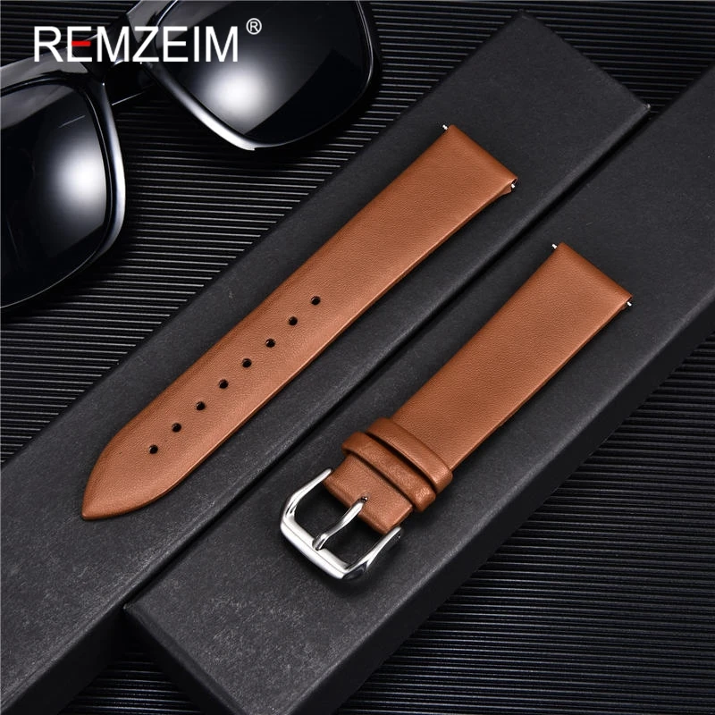Rubber Strap Diver - Ultra-thin Genuine Leather Watchband Watch Belt