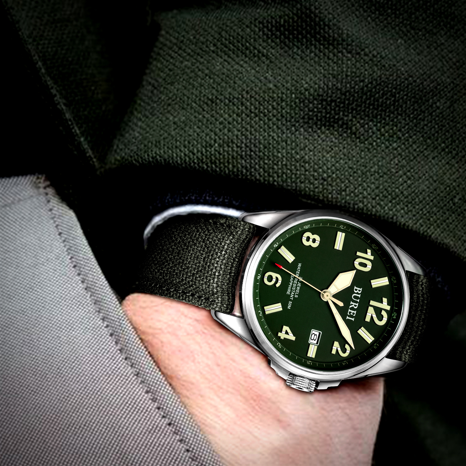Canvas Strap Watch - NH35 BUREI Luxury Brand Men Automatic