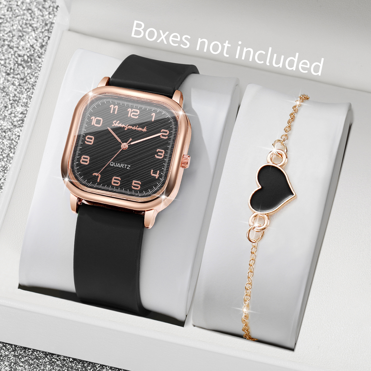 2PCS/Set Fashion Square Women  - Silicone Band Women 리뷰 및 가격