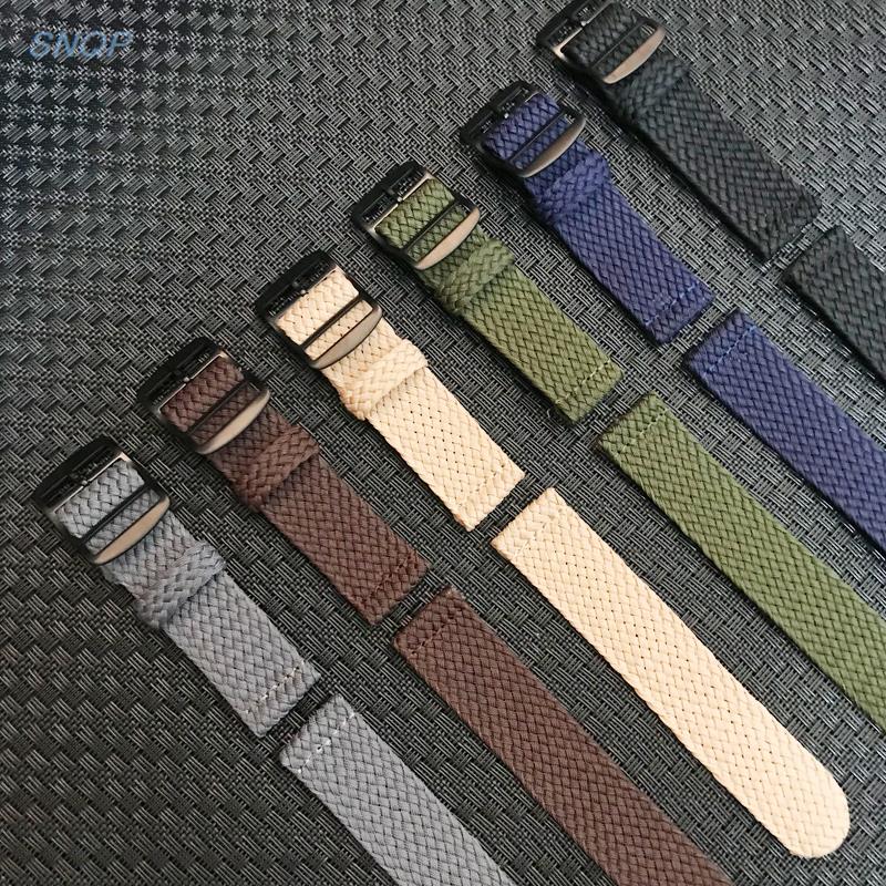 20mm 22mm Black Navy solid col - Perlon Strap Woven 리뷰 및 가격