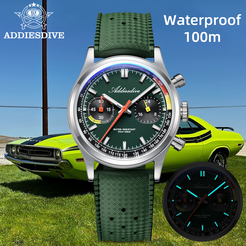 ADDIESDIVE Chronograph VK64 Wa - Rubber Strap Diver 리뷰 및 가격