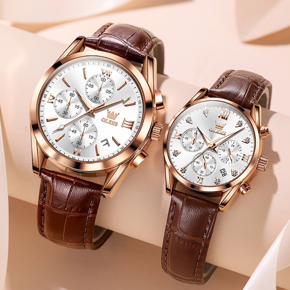 OLEVS Couple Watch for Men Wom - Leather Watch Band Men 리뷰 및 가격