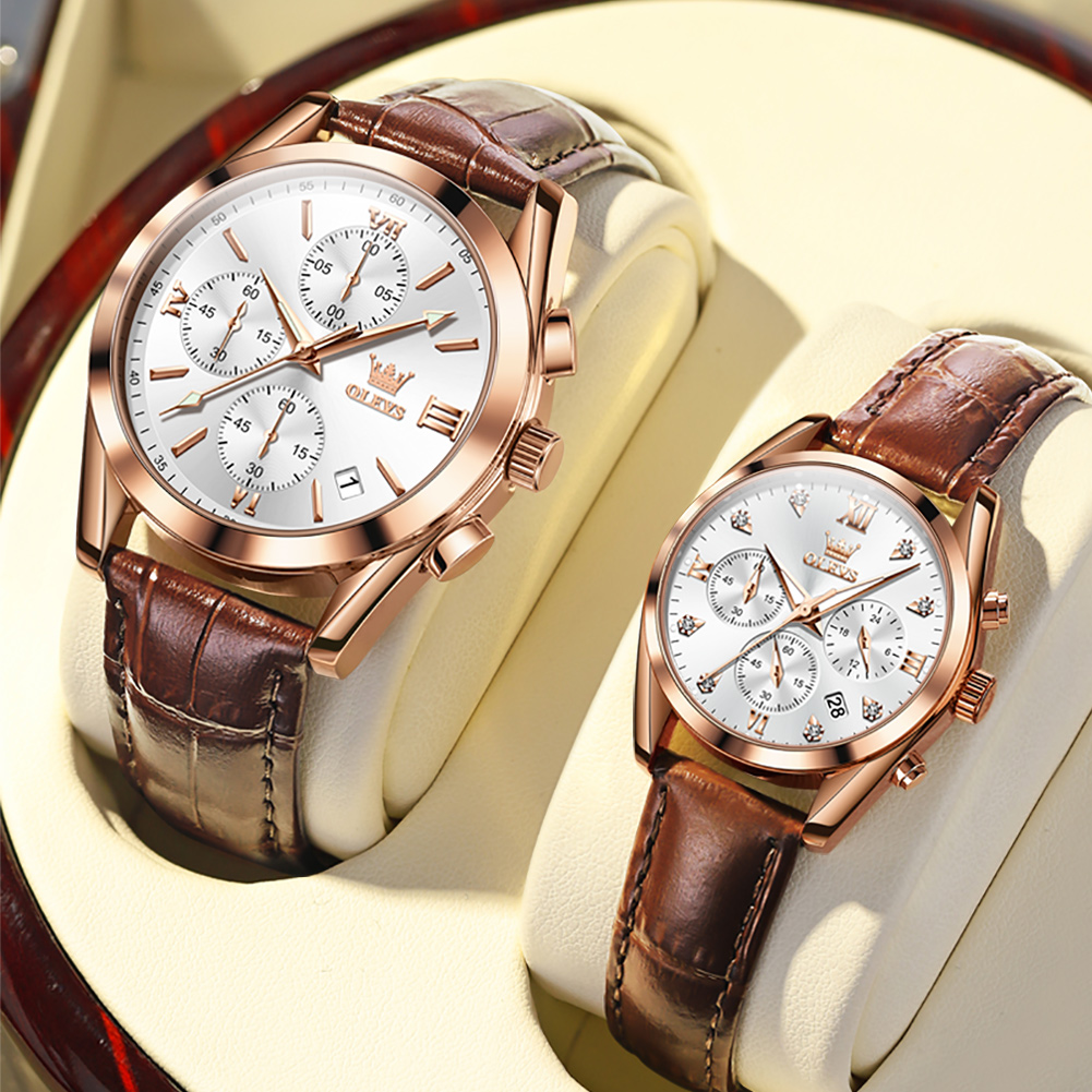 OLEVS Couple Watch for Men Wom - Leather Watch Band Men 리뷰 및 가격