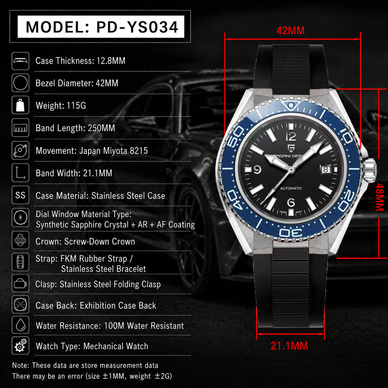 Pagani Design New Men's Mechan - Rubber Strap Diver 리뷰 및 가격
