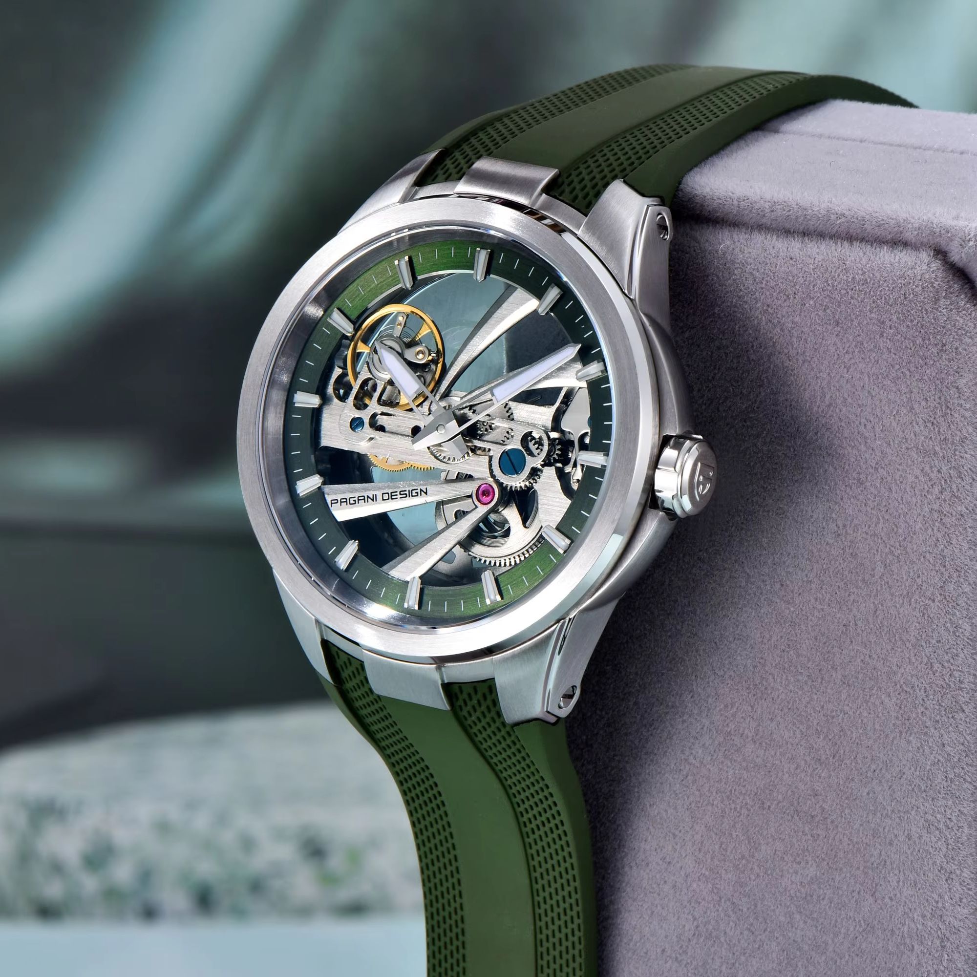 Green Skeleton PAGANI DESIGN P - Rubber Strap Diver 리뷰 및 가격