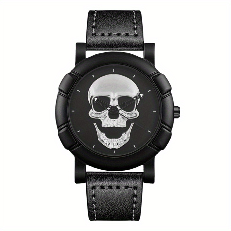 Skull Pattern Multi Display Po - Leather Watch Band Men 리뷰 및 가격