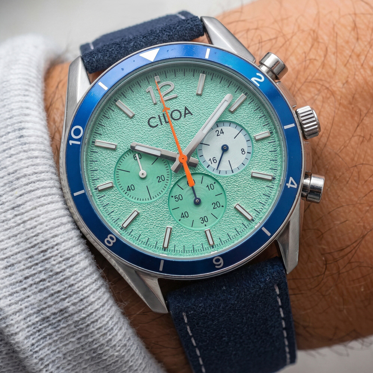 CILOA Men's Chronograph Watch  - Suede Strap Watch 리뷰 및 가격