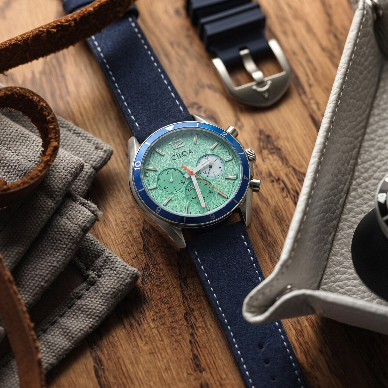 CILOA Men's Chronograph Watch  - Suede Strap Watch 리뷰 및 가격