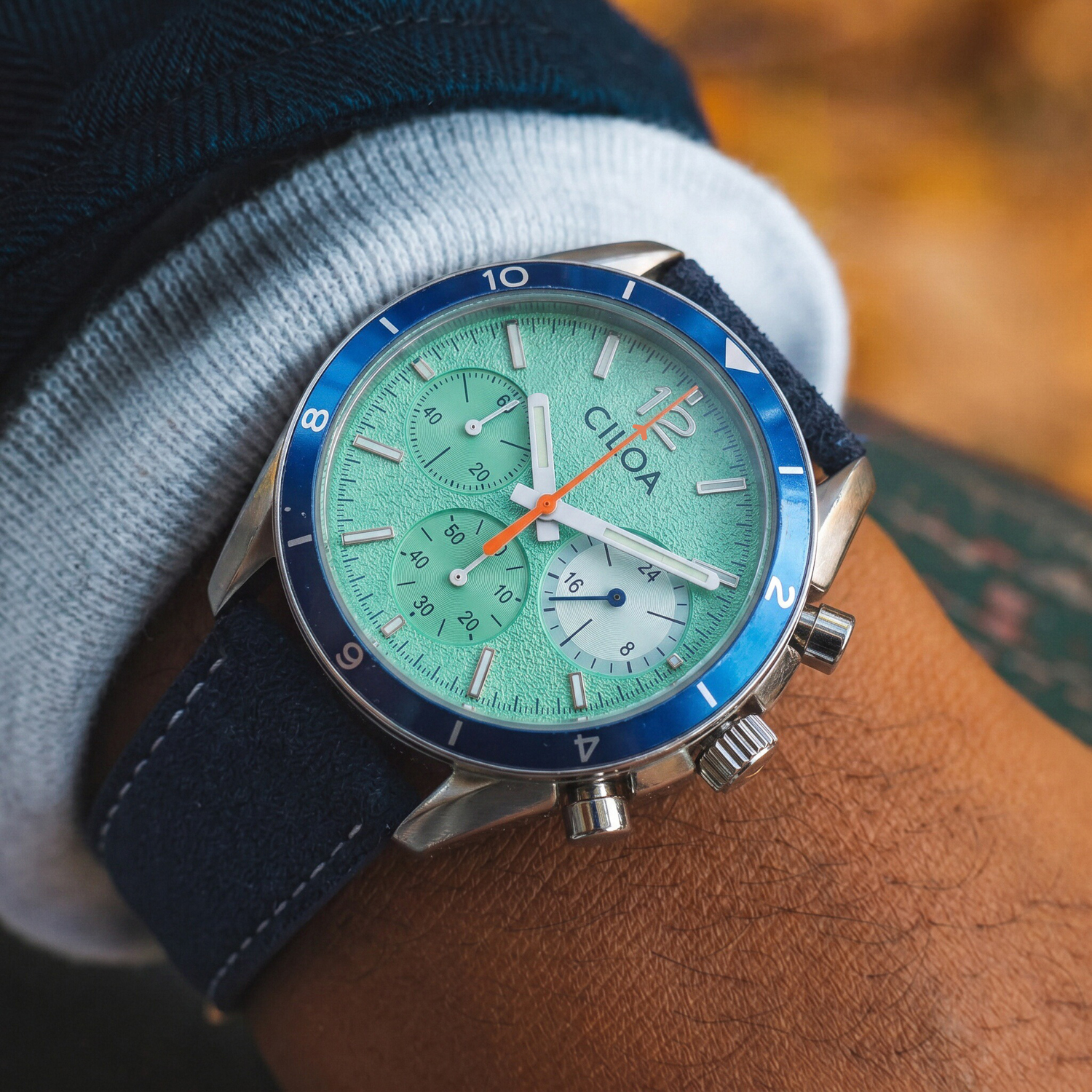 CILOA Men's Chronograph Watch  - Suede Strap Watch 리뷰 및 가격