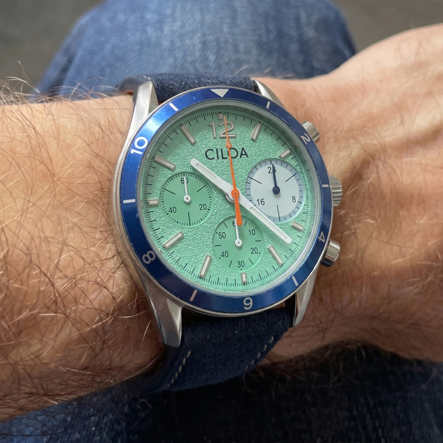 CILOA Men's Chronograph Watch  - Suede Strap Watch 리뷰 및 가격