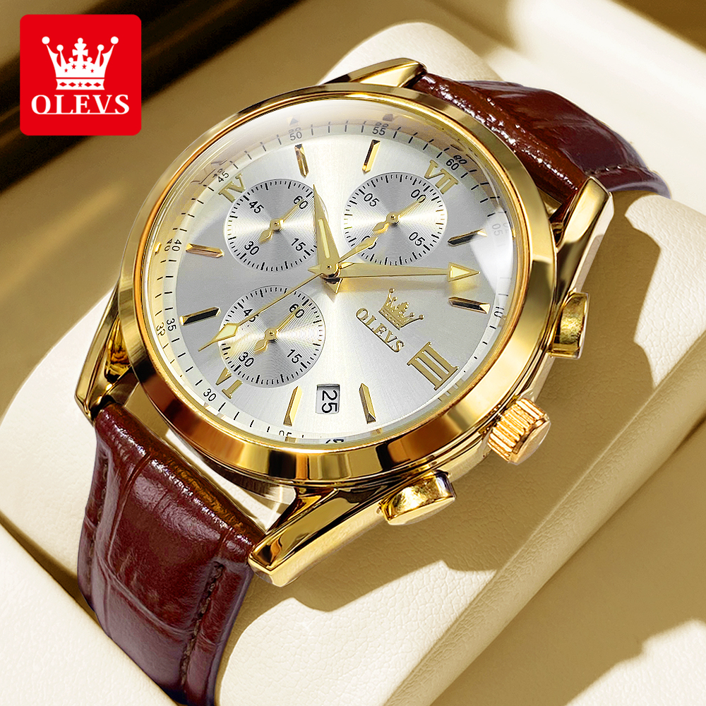 OLEVS 2872 Chronograph Men's W - Leather Watch Band Men 리뷰 및 가격