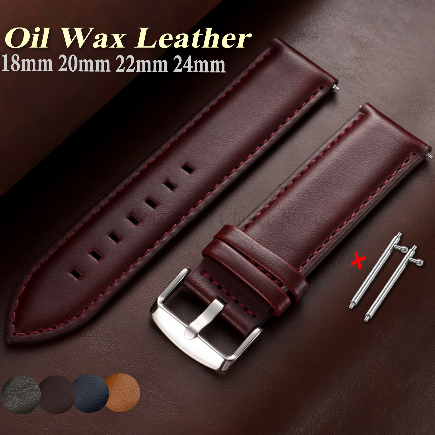 Oil Wax Cowhide Watch Band 18m - Leather Strap Quick Release 리뷰 및 가격