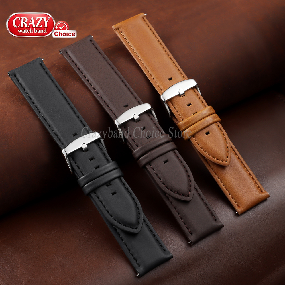 Oil Wax Cowhide Watch Band 18m - Leather Strap Quick Release 리뷰 및 가격