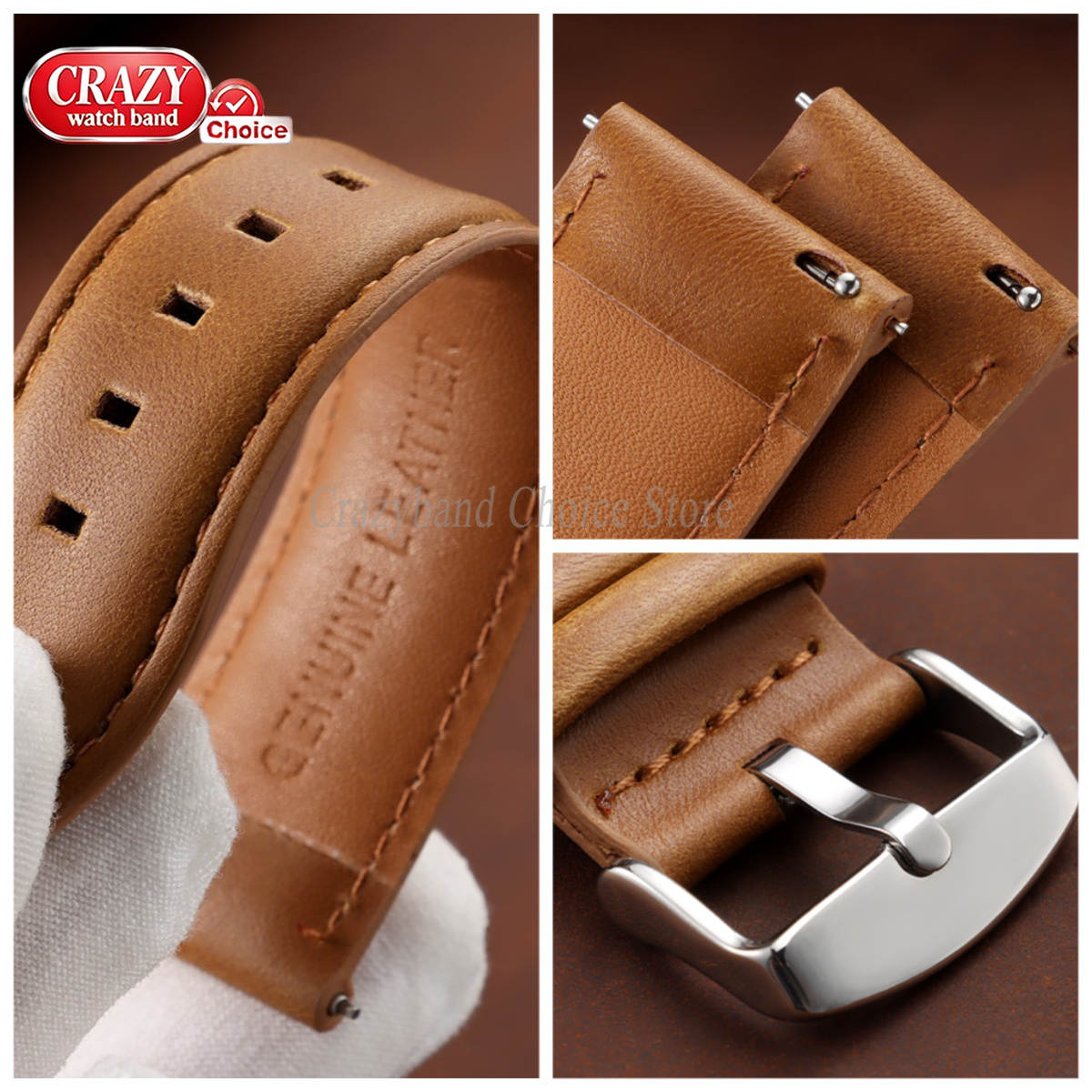 Oil Wax Cowhide Watch Band 18m - Leather Strap Quick Release 리뷰 및 가격
