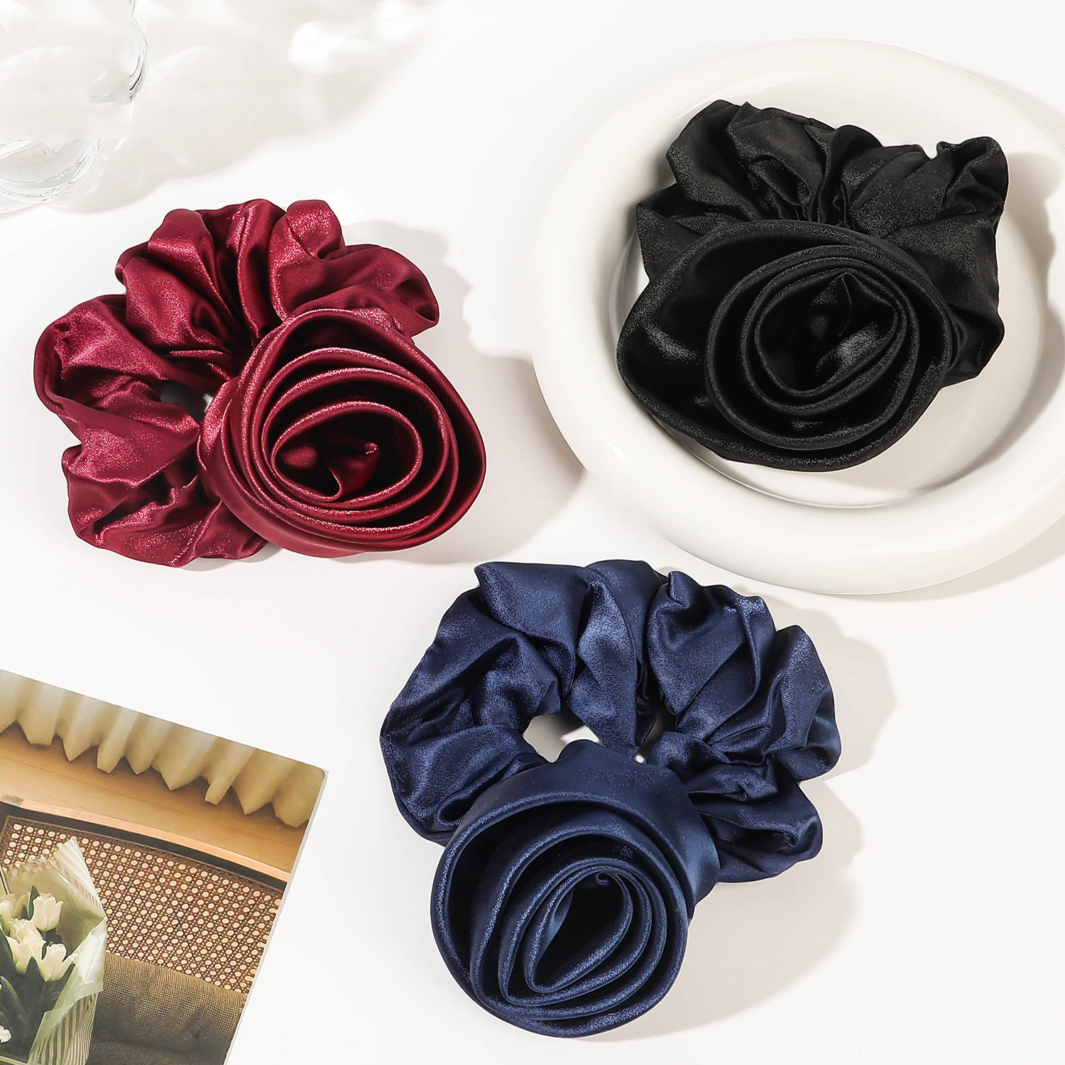 Korean Women Rose Elastic Hair - Silicone Band Women 리뷰 및 가격