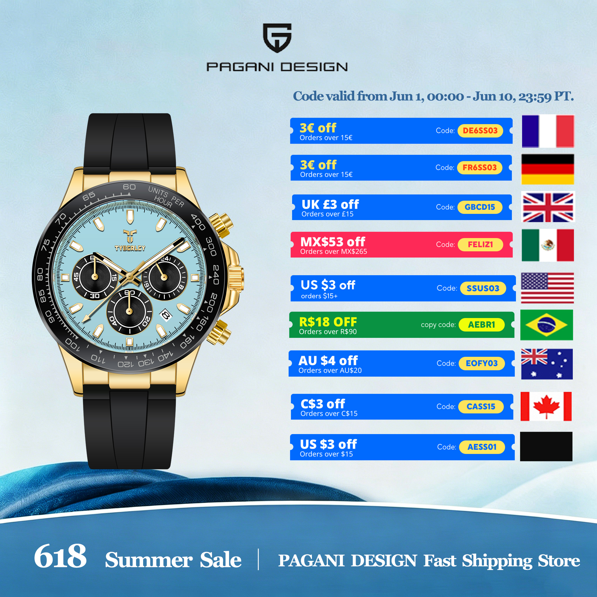 TYBERLEY Sophisticated Eleganc - Rubber Strap Diver 리뷰 및 가격