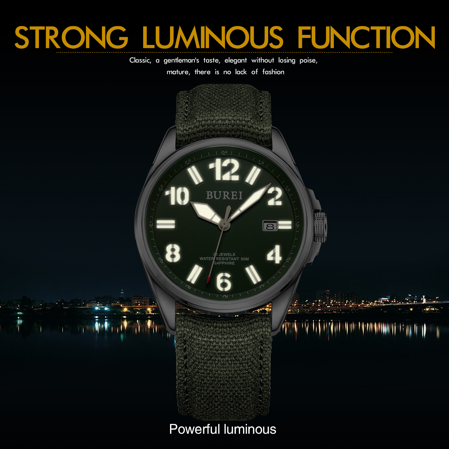 NH35 BUREI Luxury Brand Men Au - Canvas Strap Watch 리뷰 및 가격
