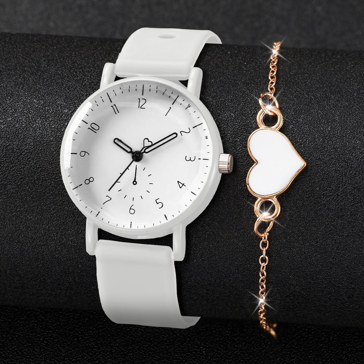2PCS Simple Arabic Dial Women  - Silicone Band Women 리뷰 및 가격