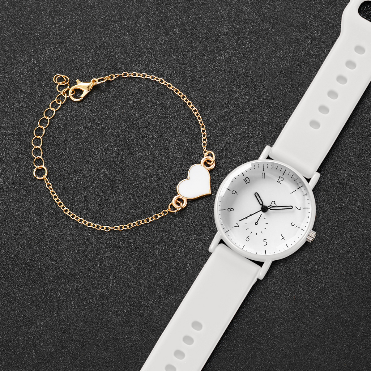 2PCS Simple Arabic Dial Women  - Silicone Band Women 리뷰 및 가격