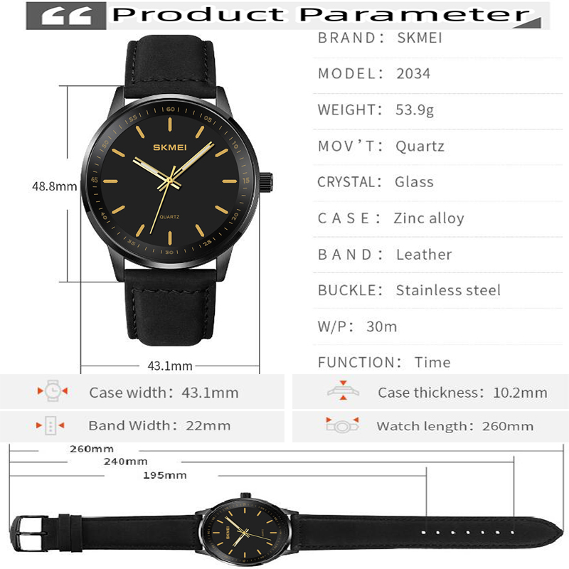 Skmei Original Brand Quartz Wa - Leather Watch Band Men 리뷰 및 가격